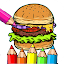 jogo colorir pizza hambúrguer
