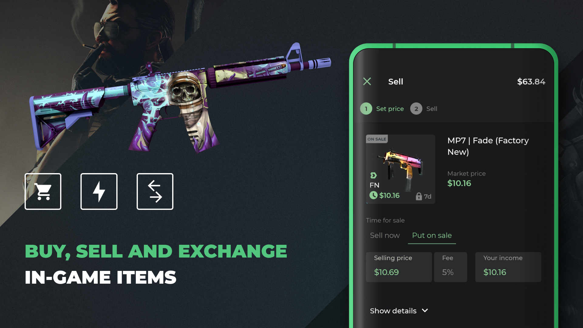 Download and run DMarket - Trade CS:GO Skins on PC & Mac (Emulator)