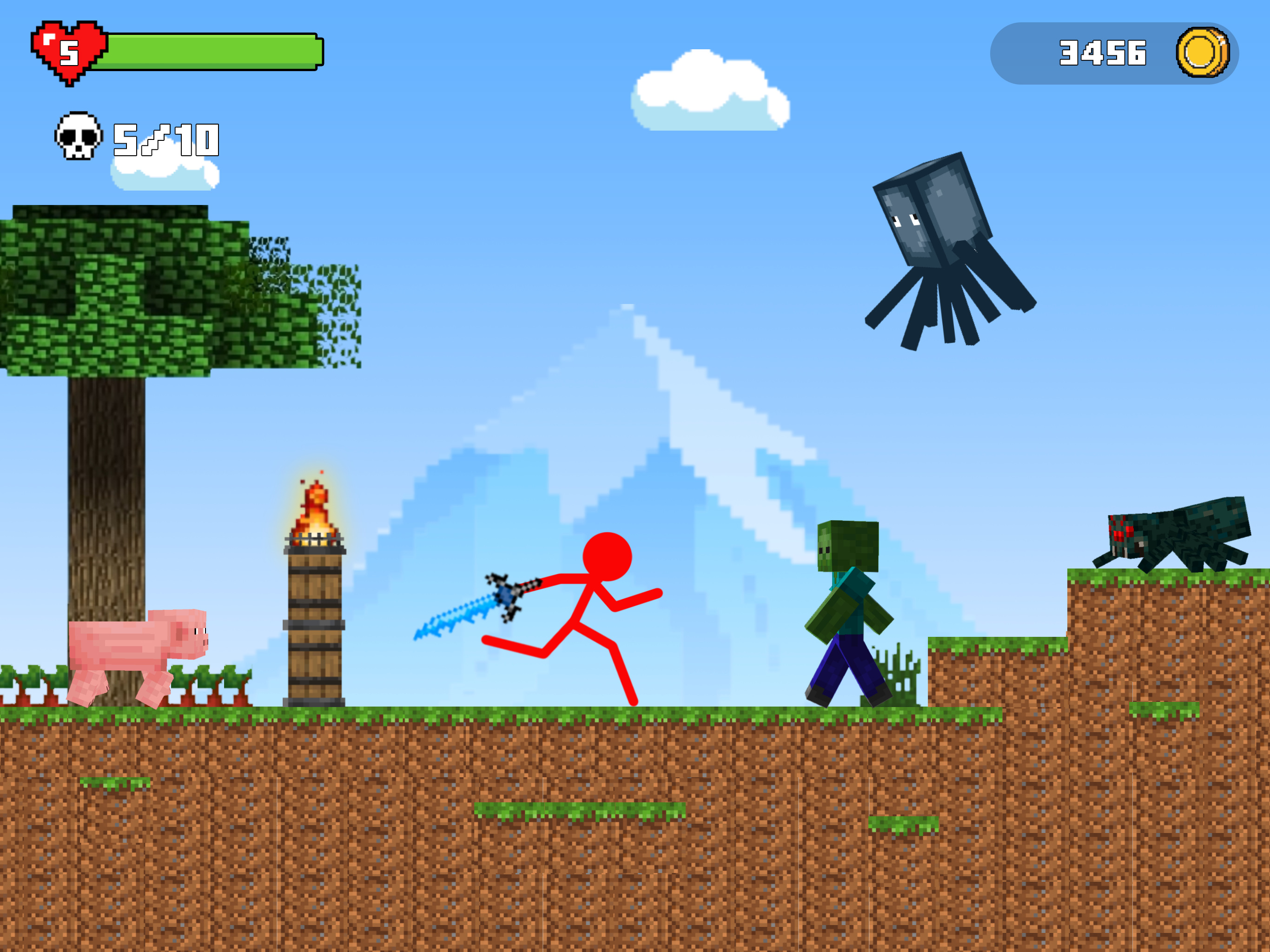 Play Stickman Battle in Craft World Online