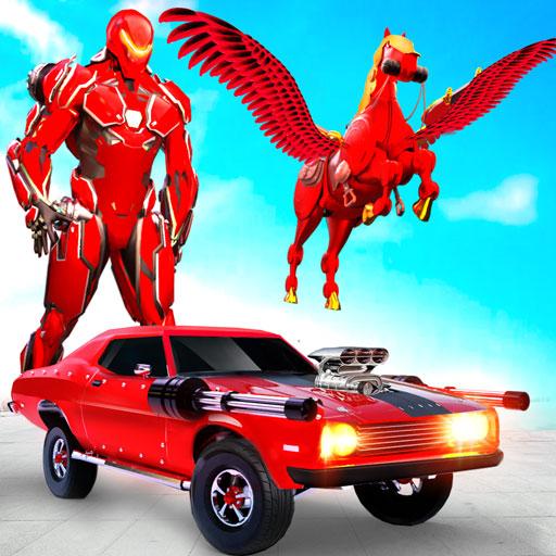 Play Muscle Car Robot Car Game Online