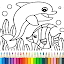 Dolphin and fish coloring book