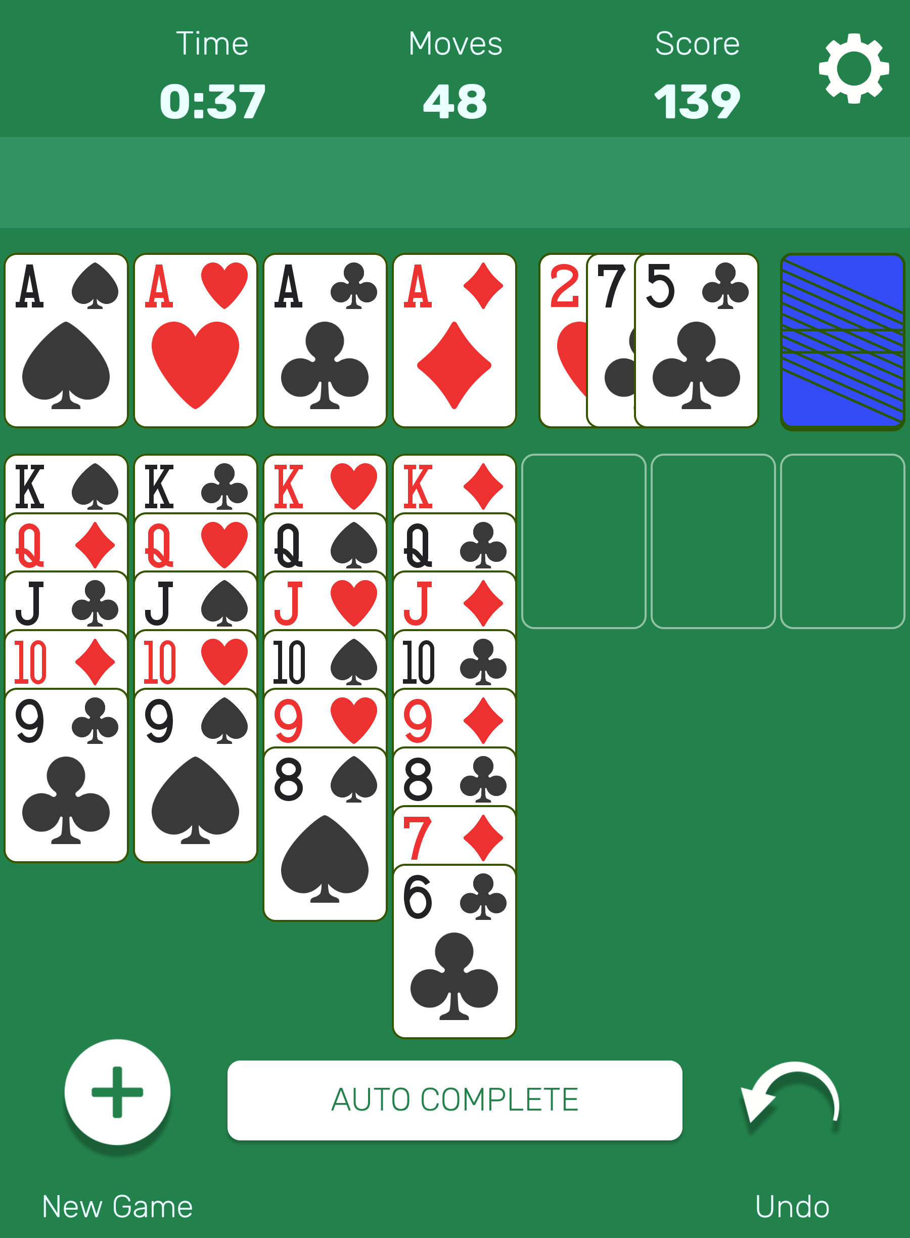 green freecell - online puzzle