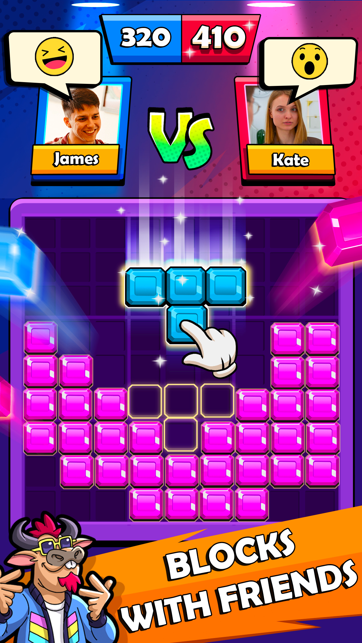 Скачайте и играйте в Available Block Heads: Duel puzzle games на ПК или Mac  с (Эмулятор)