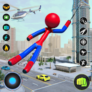 Играй StickMan Rope Hero Spider Game на ПК