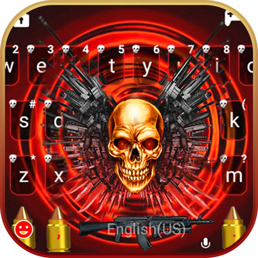 Red Skull Guns Keyboard Theme