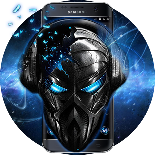 Blue Tech Metallic Skull Theme