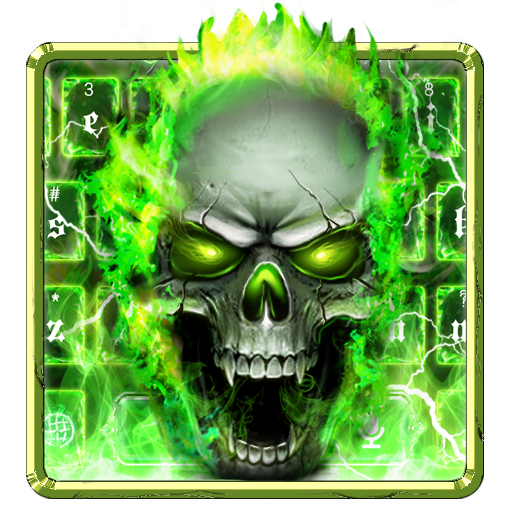 Green Flame Skull Keyboard theme