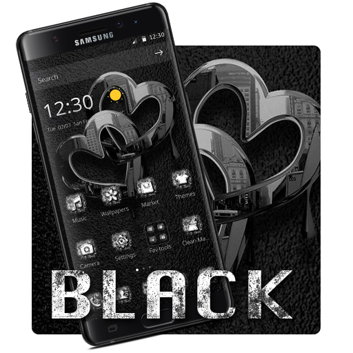 Reflective Black Heart Theme Diamond icon Pack