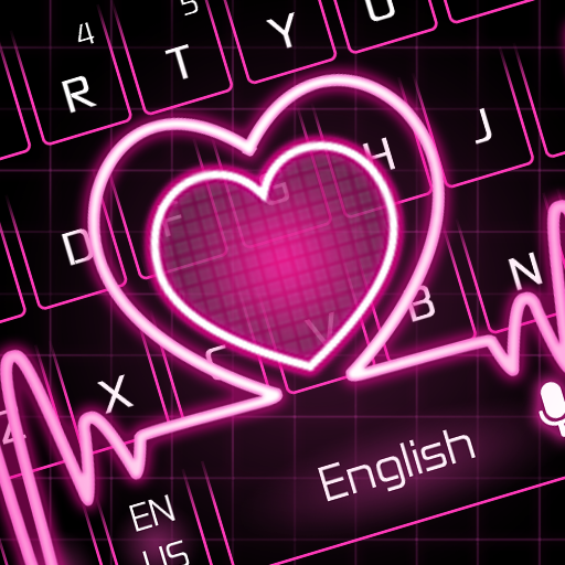 Neon Pink Love Heart Keyboard