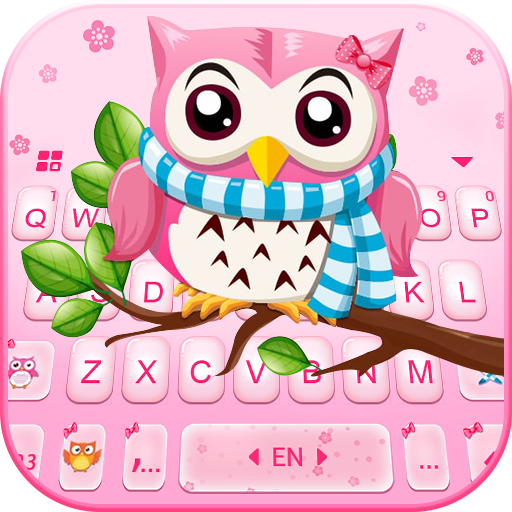 Pink Cute Owl Keyboard Theme