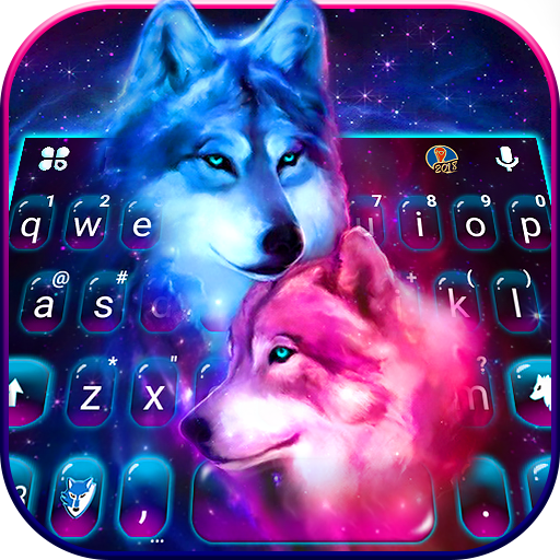 Neon Wolf Galaxy Keyboard Them