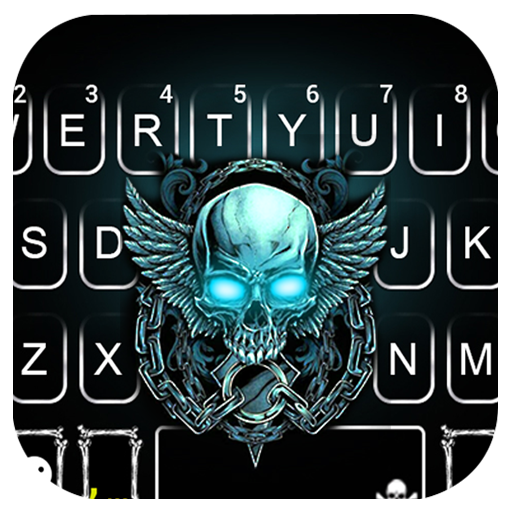 Neon Skull Wing Keyboard Theme