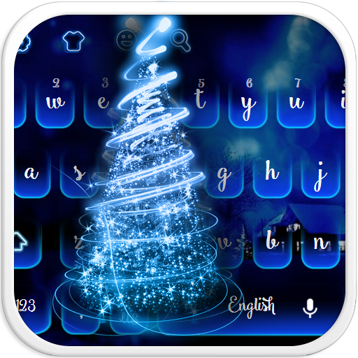 Blue Neon Christmas Tree Keyboard