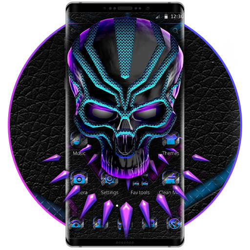 Neon Violet Tech Skull Theme