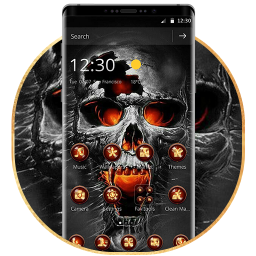 Horrific Flaming Skull Theme Icon Packs