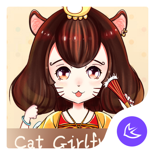 Cute Cartoon Cat Girlfriend theme & wallpaper