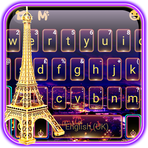 Neon Paris Night Tower Keyboar