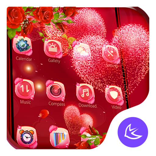 Red rose love-APUS launcher  free theme