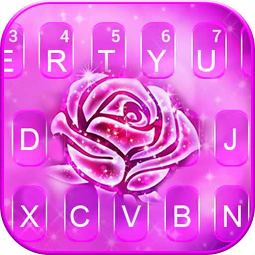 Neon Glitter Rose Keyboard The