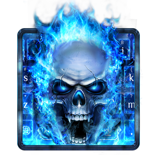 Blue Fire Skull Keyboard