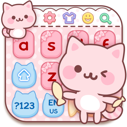 Cute Pink Kitty Keyboard