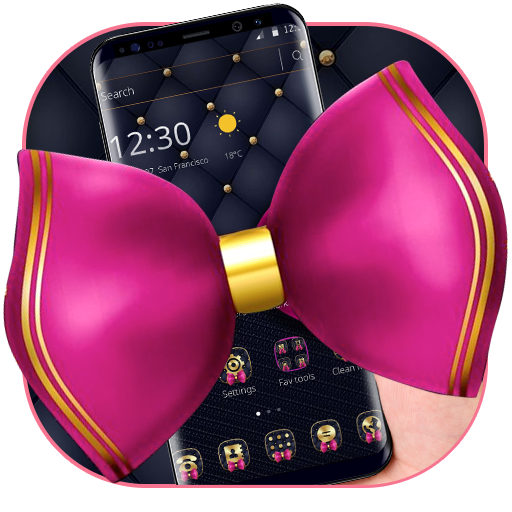 Black Leather Pink Bowknot Theme