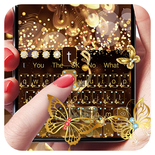 Gold Glitter Butterfly Keyboard