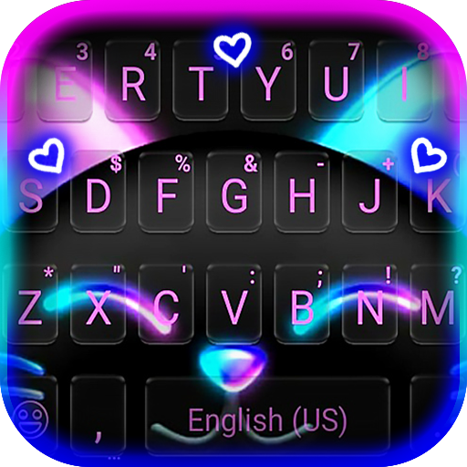 Cute Black Neon Kitty Keyboard