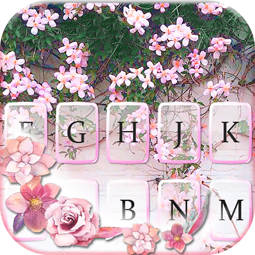 Pink Floral Wall Keyboard Them