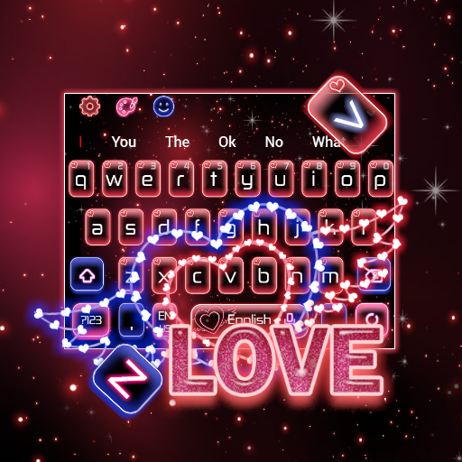 Neon Love Heart Keyboard Theme
