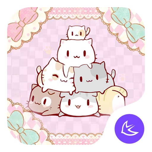 Pink Cute Kitten-APUS Launcher Stylish Theme