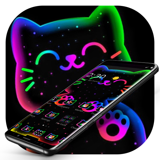 Colorful Neon Black Cat Theme