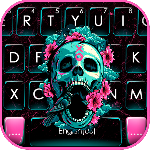Roses Floral Skull Keyboard Th