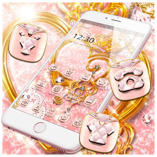 Pink Glitter Gold Heart Luxury Theme