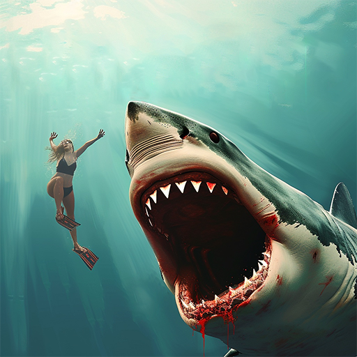 Angry White Shark Hunting Game