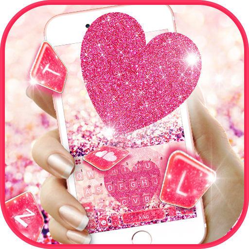 Pink Heart Glitter Keyboard Th