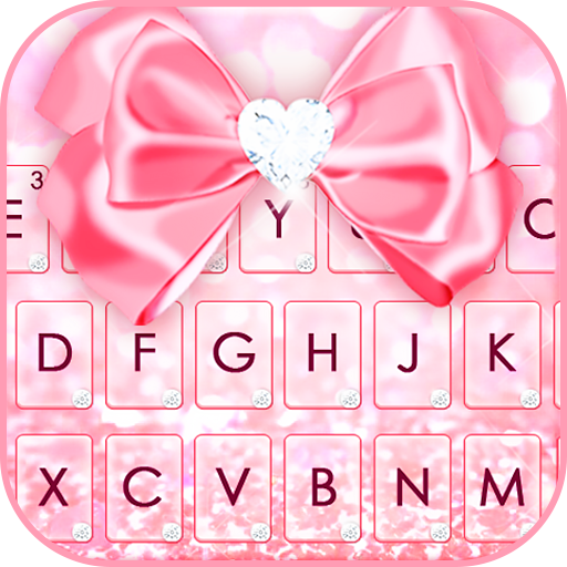 Glitter Pink Bow Keyboard Them