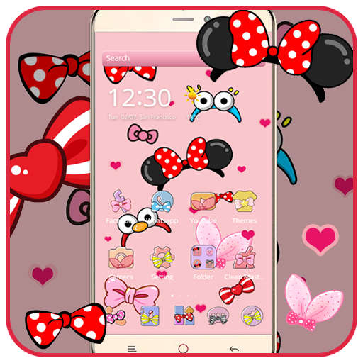 Cartoon pink cute butterfly theme wallpaper