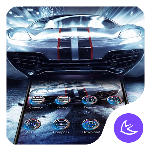 Blue Racing Speed Car - APUS launcher theme