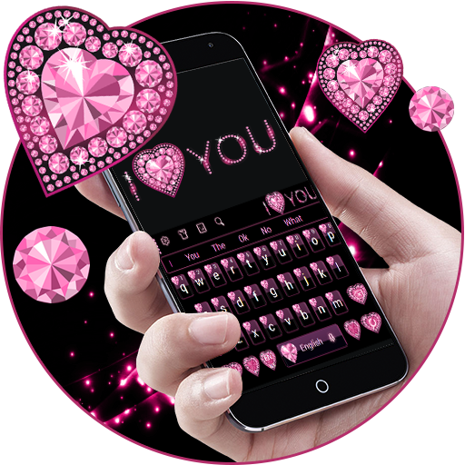 Pink Heart Diamond Keyboard