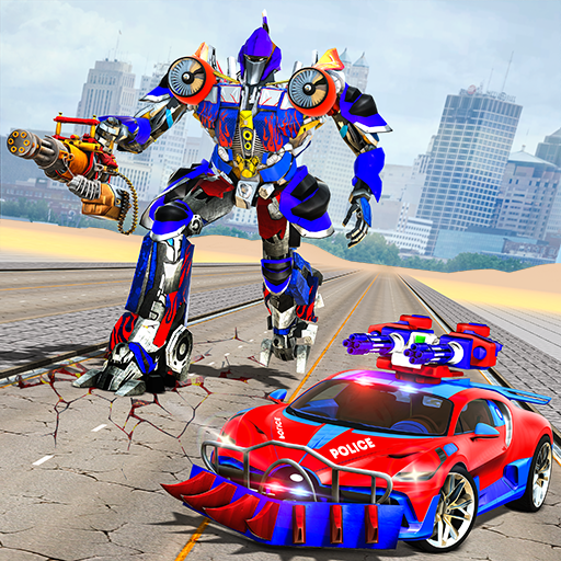 US Police Robot Car Race Shooting Game