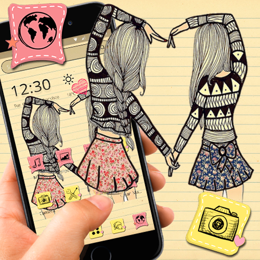 Cute Cartoon Girl Sketch Theme👭