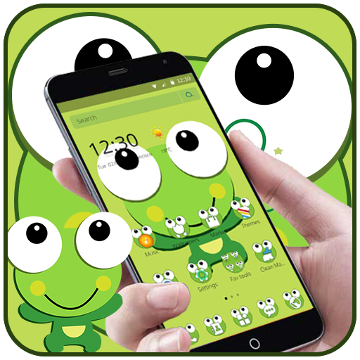 Green Cartoon Frog Big Eyes Theme