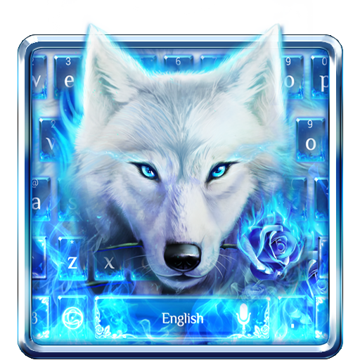 Blue Fire Wolf Keyboard Theme