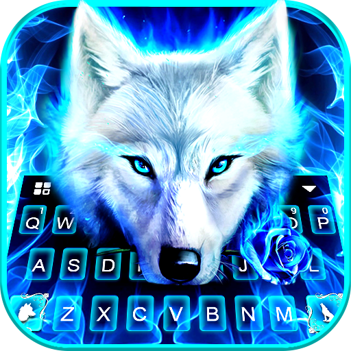 Blue Night Wolf Keyboard Theme