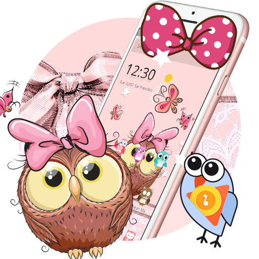 Cute Cartoon Owl Bowknot Theme