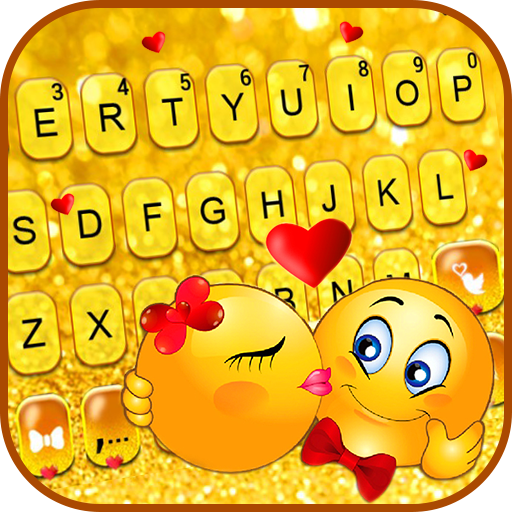 Glitter Gold Love Emojis Keybo