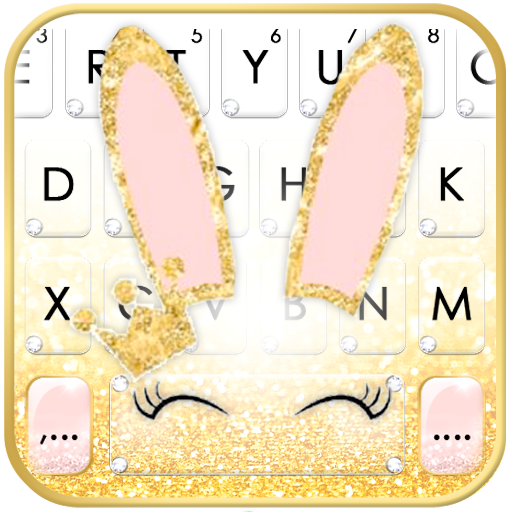 Gold Glitter Bunny Keyboard Th