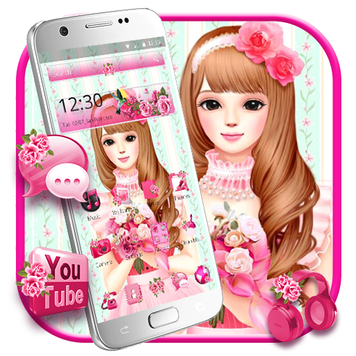 Pink Beautiful Girl launcher theme