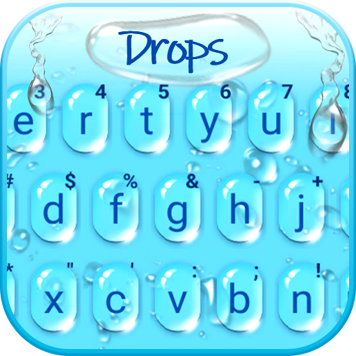 Blue 3d Waterdrops Keyboard Th